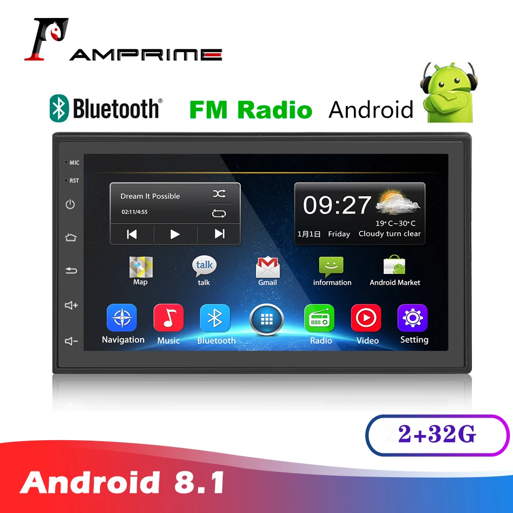 Автомагнитола AMPrime с дисплеем 9 дюймов мультимедийный MP5 плеер 2 Din на платформе