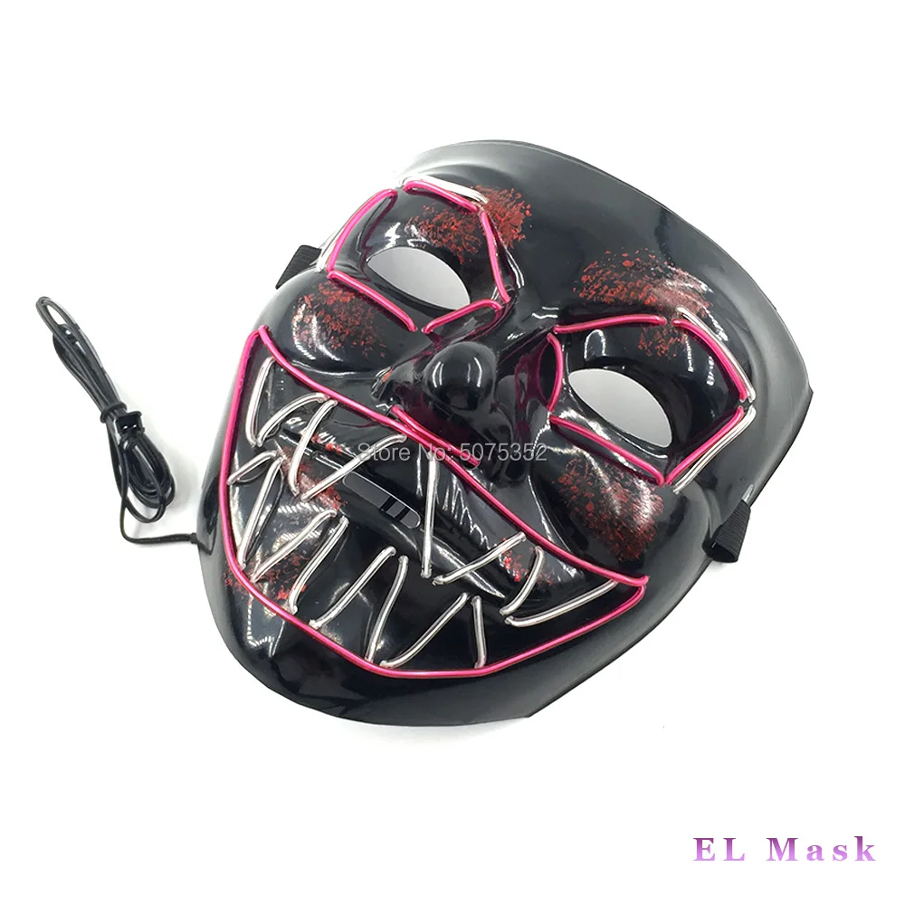 Модная новая многоцветная неоновая светодиодная Rave маска страшная тематическая
