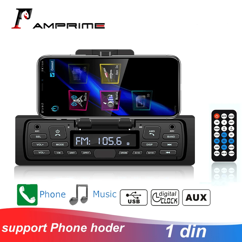 Автомагнитола AMprime 12 в автомобильное радио Bluetooth 1 din автомобильный стерео плеер