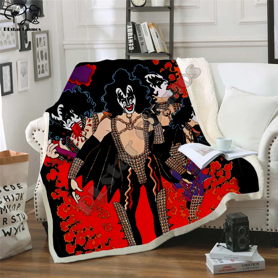 

Plstar Cosmos Band KISS Rock & Roll All Nite Party Blanket 3D print Sherpa Blanket on Bed Home Textiles Dreamlike style-2