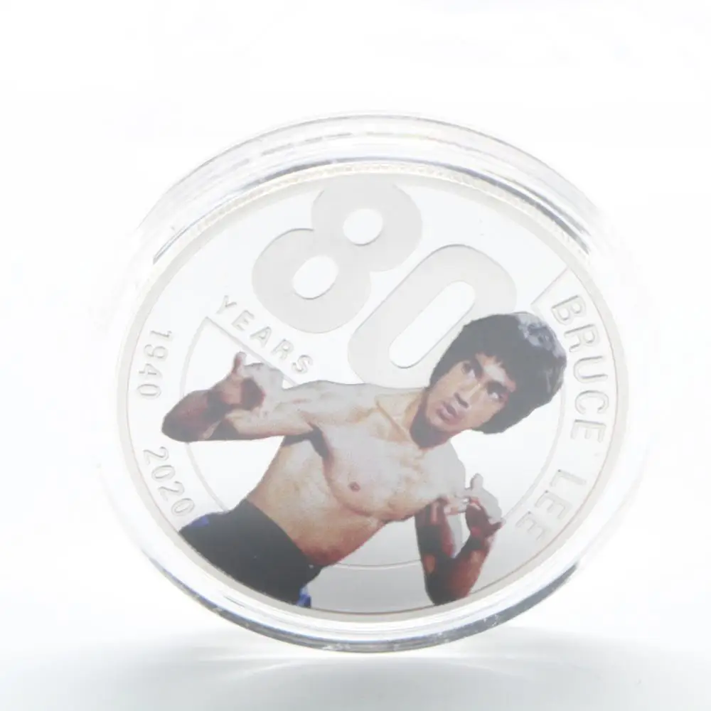 Kungfu Super Star Bruce Lee 80th aniversary Silver Plated Commomerative Coin Special Birthday Gifts | Дом и сад