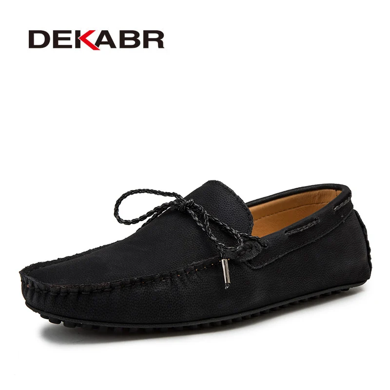 

Мужские стильные мягкие мокасины DEKABR, черные модные кожаные туфли на плоской подошве для вождения, большие размеры, весна-осень 2022