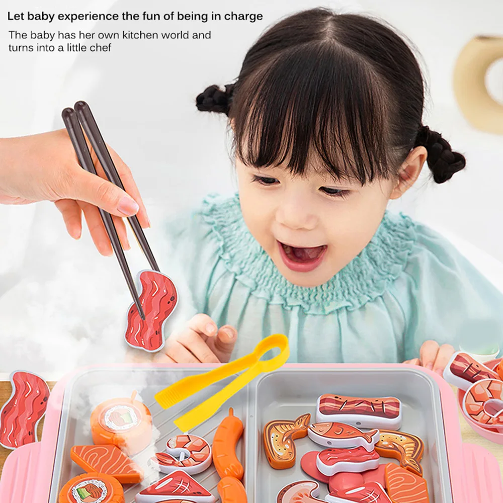 

Children Food Toys Barbecue Fire Boiler Toy Simulation Kitchen Cooking Practice Clamp Chopsticks Game Kitchen Toy Kids Gift