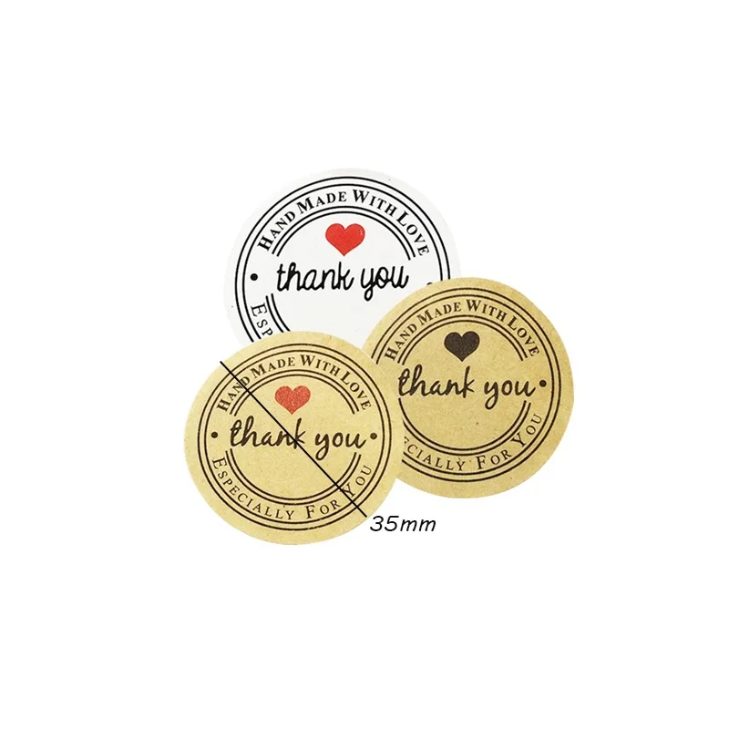 

100pcs/lot 35mm Kraft 'thank you' Self-adhesive Seal Sticker For Handmade Baking Gift Packaging Lable Stickers Scrapbooking