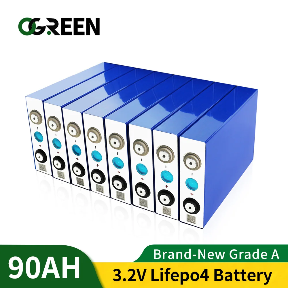 OGREEN Новинка 8 шт. 3 2 в 90 Ач Lifepo4 аккумуляторная батарея 12 В 24 глубокий цикл для