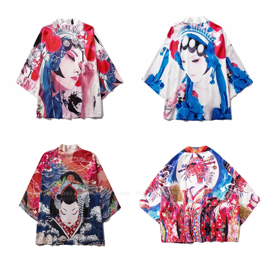 Китайский Стиль Пекинская опера печатное пальто для женщин мужчин Haori кимоно