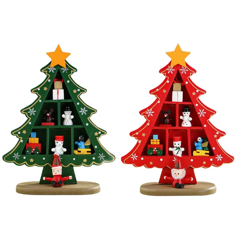 

DIY Desktop Wooden Christmas Tree with Star Topper Natural Wood Table Ornament Small Mini Christmas Tree Decor Scene Window Deco