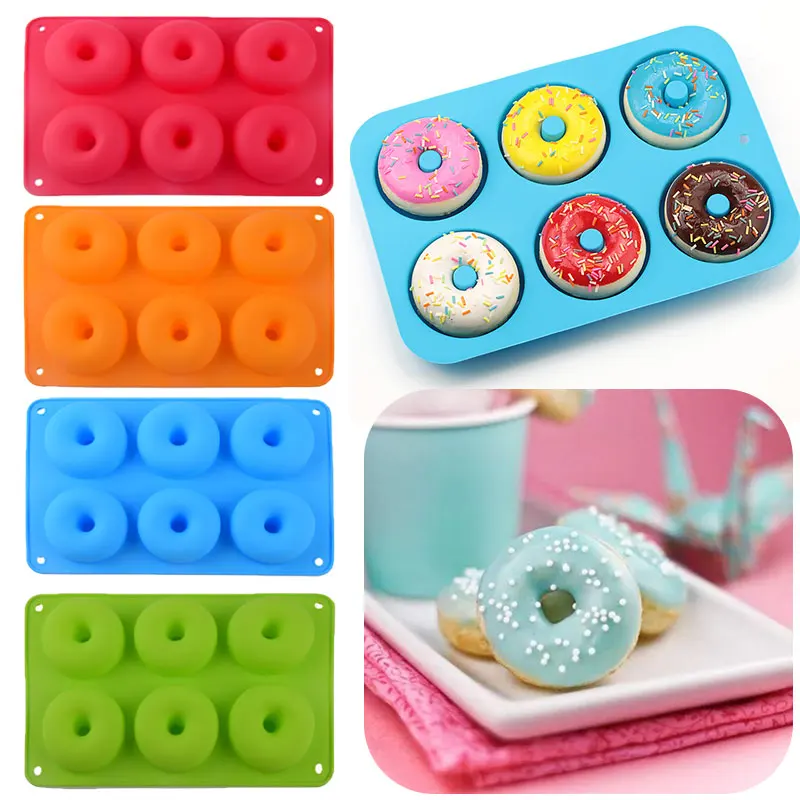 

6 Even Donut Mould Silica Gel Mold 6-piece Cake Baking Round Shape DIY Tool Decorating Cake Household Tools