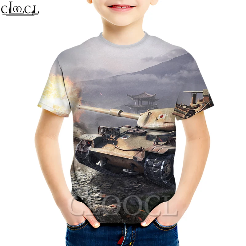 Популярная детская футболка CLOOCL с принтом World Of Tanks для мальчиков и девочек 3D