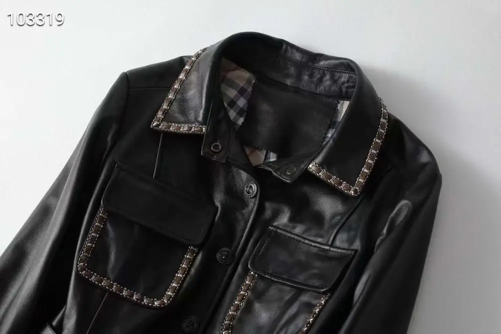 SALE Women's Winter Real Sheepskin Coat Natural Leather Down Jacket Female Coats F0011 Black S-XL Fast Shipping