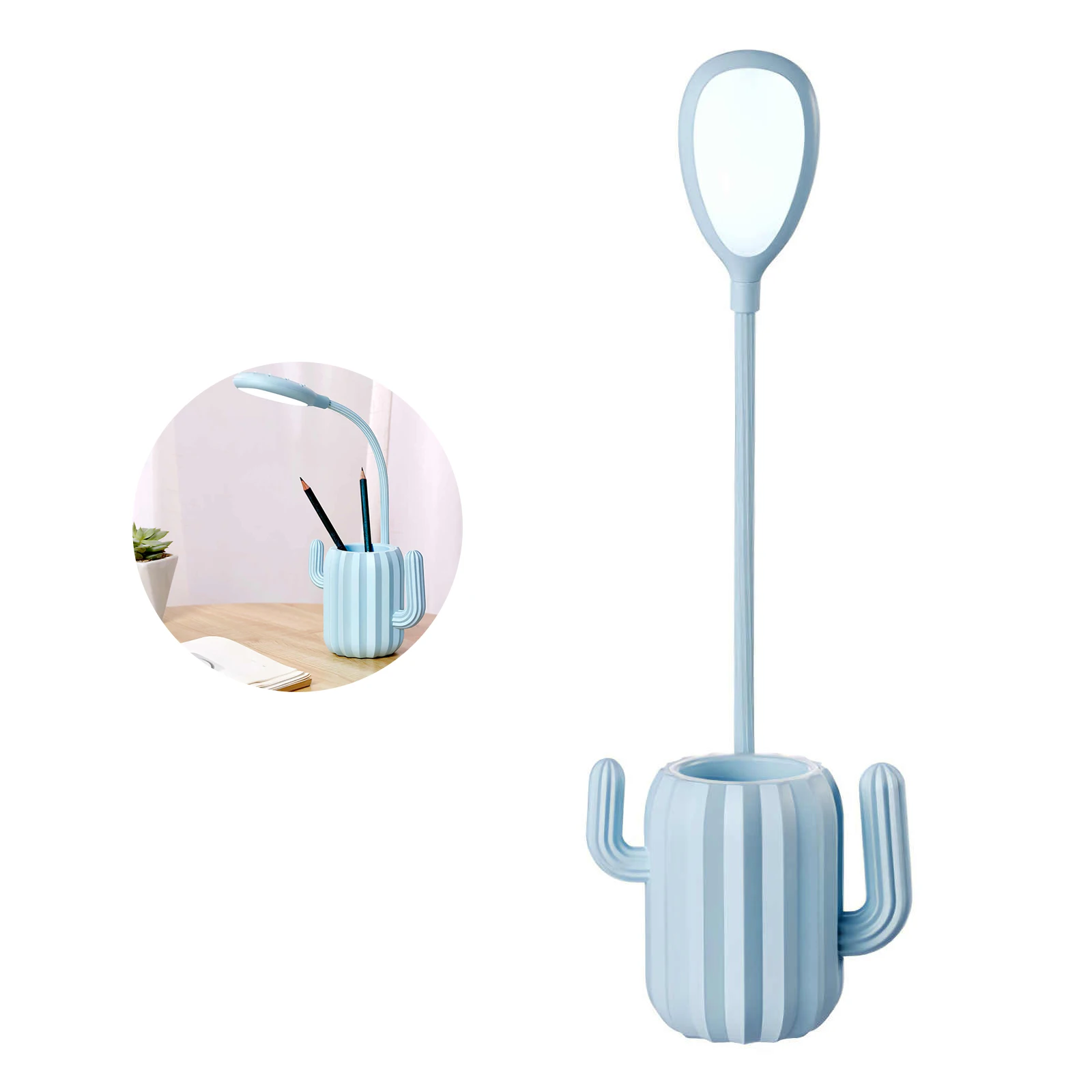 Multifunctional LED Cactus Lamp Folding USB Charging Table 3-Gear Night Light Study with Pen Storage Holder for Students | Освещение