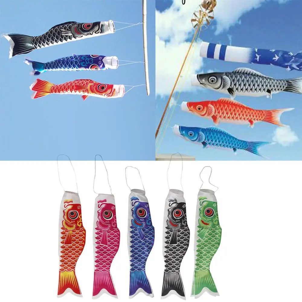 

Satin Japanese Windsock Carp Flag Koi Nobori Sailfish Fish Wind Streamer for Roof Party Boat Outside Yard Garden Decoration