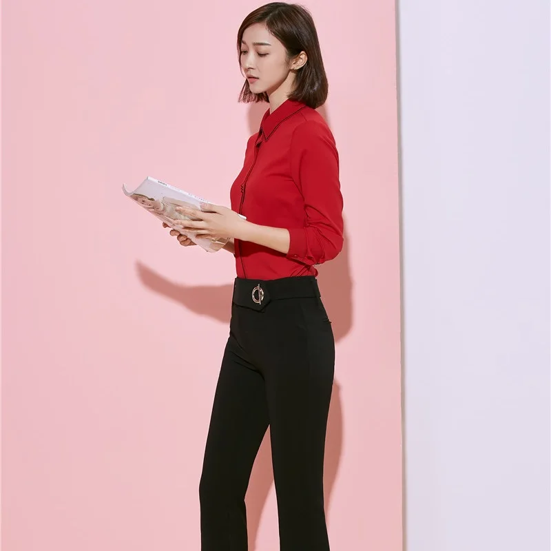 

Formal OL Styles Female Pantsuits With 2 Piece Tops And Pants Blouses Pants Suits Women Business Work Wear Uniforms Plus Size