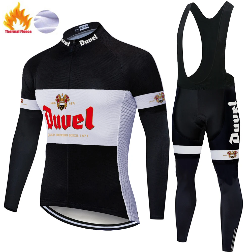 Белая велосипедная рубашка duvel beer camiseta ciclismo hombre зимний теплый флисовый