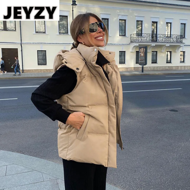 

Модная пуховая куртка с капюшоном, жилет без рукавов, Женское зимнее пузырьковое пальто 2021, уличная одежда, теплая Повседневная одежда на мо...