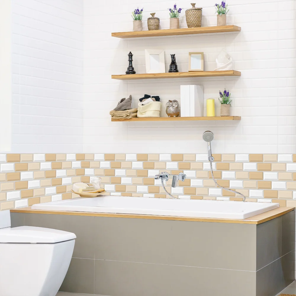 10 шт./упак. желтые 3D наклейки на кирпичные стены самоклеящиеся водонепроницаемые