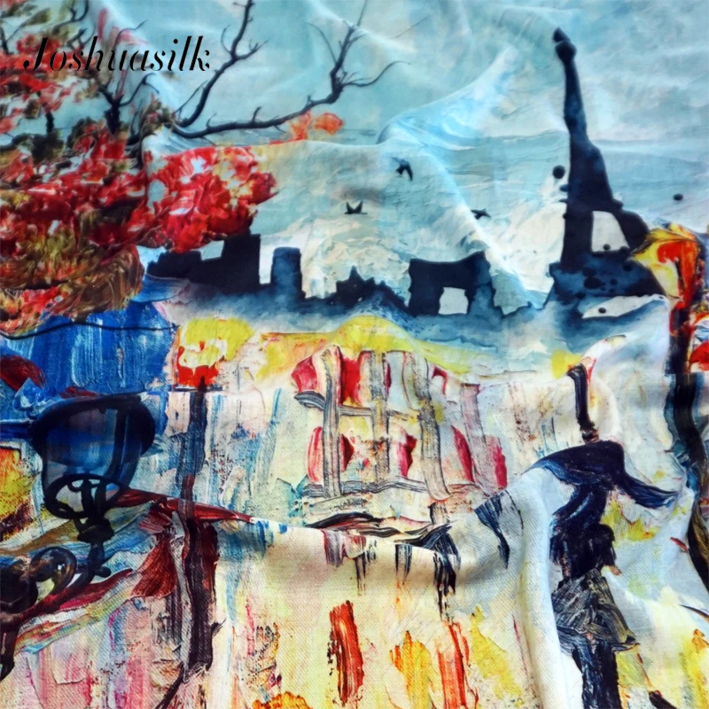 Женский шарф из смесового хлопка Joshuasilk длинный двусторонний с принтом в виде