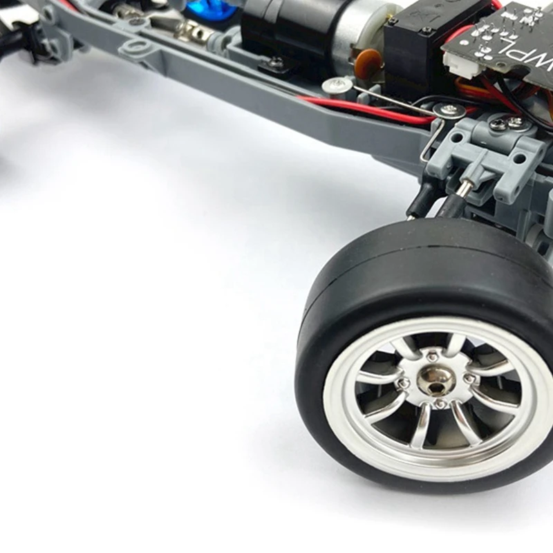 

2 Set RC Car Part: 1 Set Upper Lower Swing Arm Steering Cup Knuckle Set & 1 Set Wheel Rim and Rubber Drift Tire Set