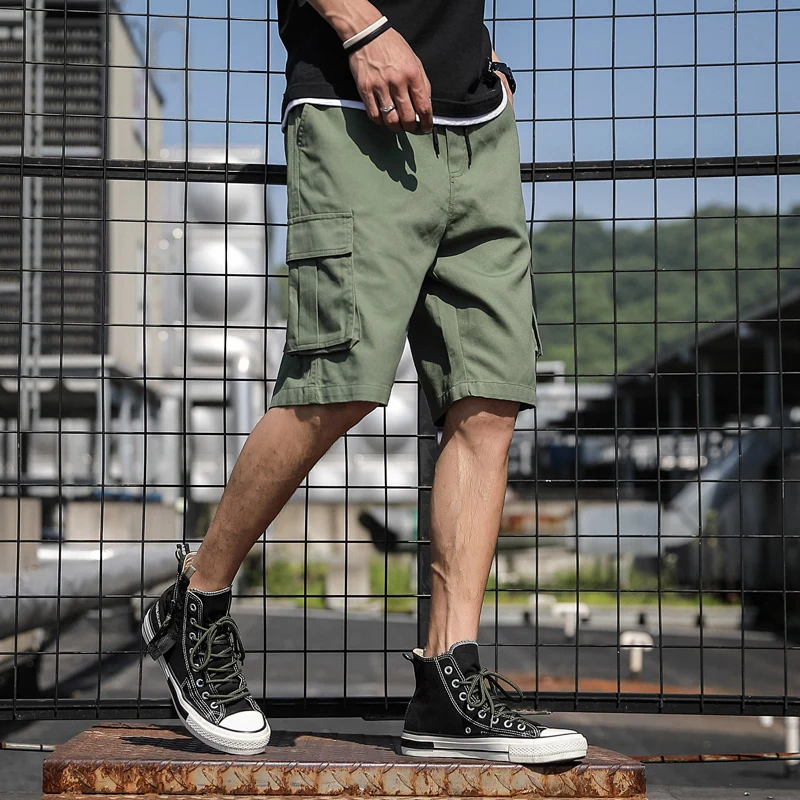

2021 Summer Solid Color Letter Casual Shorts Multi-Pocket Men Cargo Shorts Oversized Beach Cargo Shorts M-7Xl