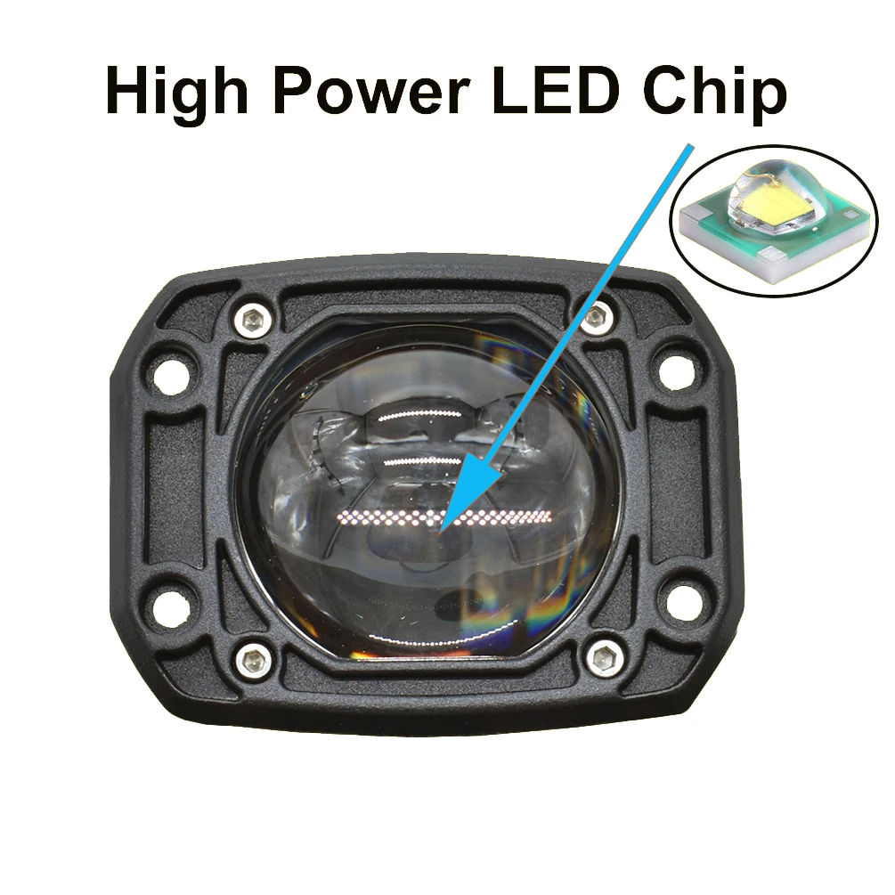 3-дюймовый квадратный светодиодный рабочий светильник с утапливаемым креплением
