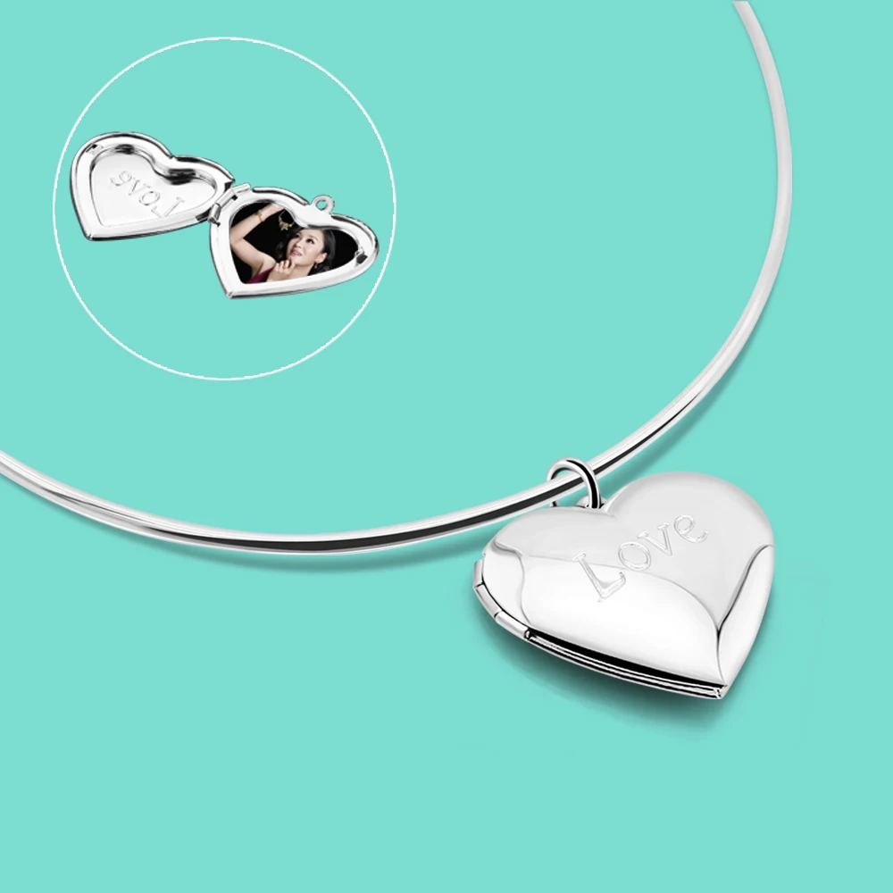 Бесплатная фотография на заказ ювелирные изделия 925 Серебряное сердце кулон