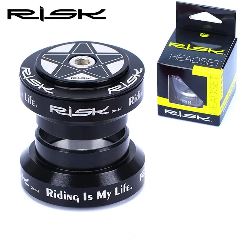 

RISK Aluminum 34mm Bicycle External Headset Black MTB Road Bike 28.6mm (1 1/8") Straight Steerer Fork Bearings Headset 106g