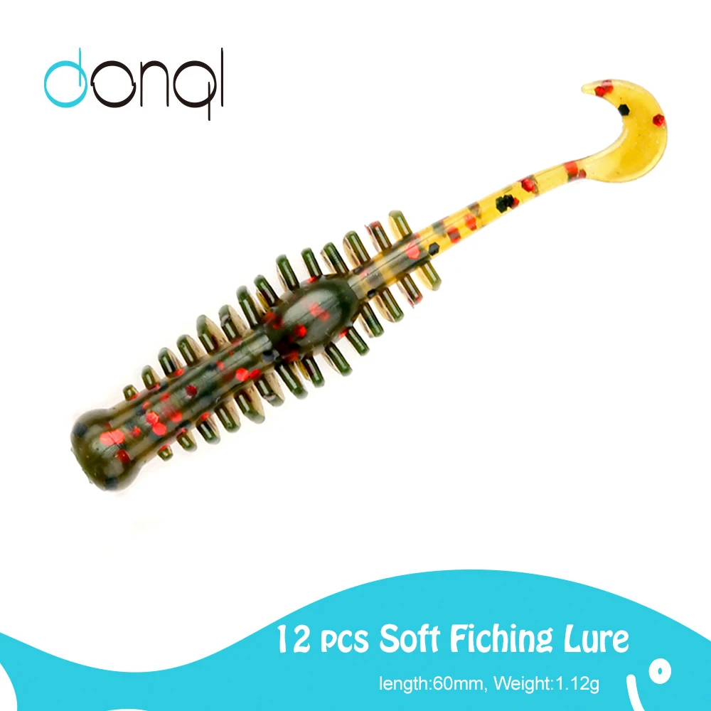 

DONQL 12Pcs Silicone Fishing Soft Lure 60mm 1.12g Jig Worm Fishy Smell Bait Wobblers Swimbait Artificial Sea Bass Fishing Lures