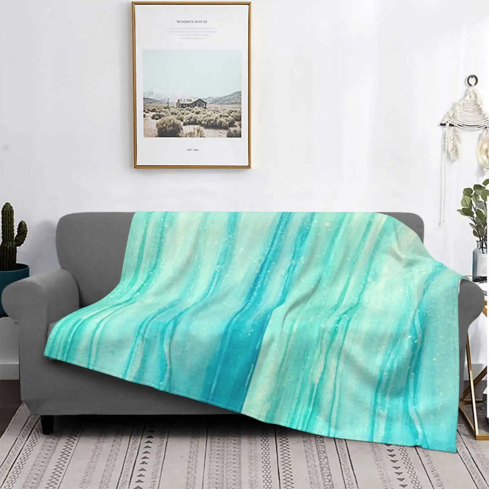 

Untitled 3 Trend Style Funny Fashion Soft Throw Blanket Water Ocean Currents Waves Drip Acrylic Oceanic Blue Green Blue Green