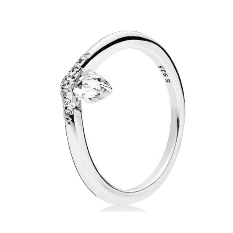 

Original 925 Sterling Silver Pan Ring Shining Square Wishing Bone Pan Ring For Women Wedding Party Gift Fashion Jewelry