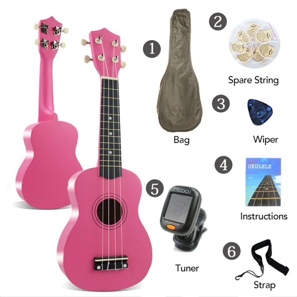 2" Гавайская гитара Ukulele Soprano акустика нейлон 4 строки инструмент укулеле из красного дерева сопрано для начинающих миниатюрная гитара укулеле высокое качество - Цвет: Rose red