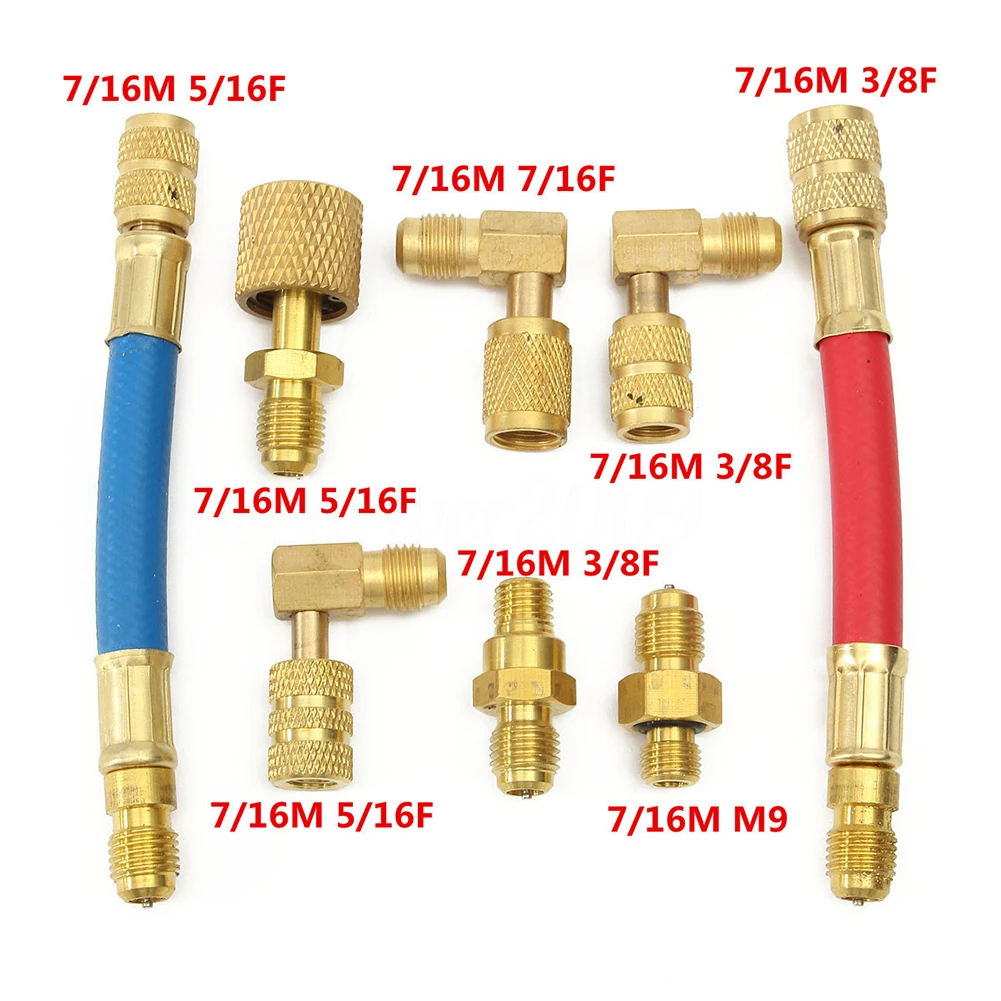 

Hot Sale !8 Pcs Car A/C Air Conditioner Refrigeration R134A R12 Converting Adapter Hose Set Automotive Conditioning Adapter