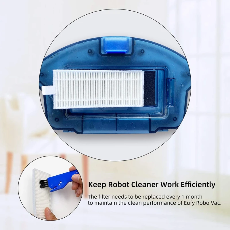 

Replacement Parts Kit for Eufy RoboVac 11S 30 30C 15C 12 35C Filter Replacement, 6Filters 5 Side Brushes 1 Rolling Brush