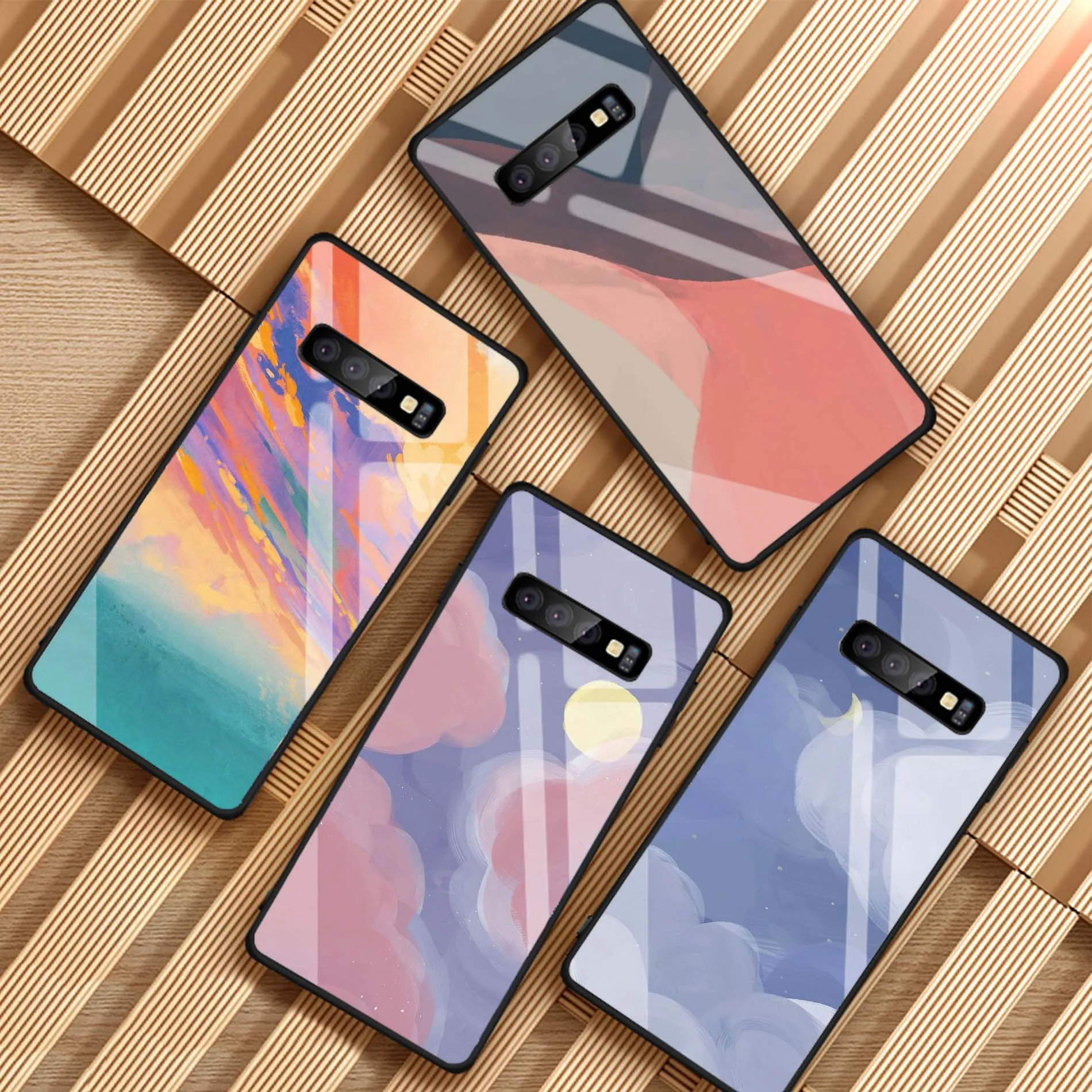 Чехол из закаленного стекла для телефона Samsung Galaxy S8 S9 S10 S20 Plus чехлы с акварельным