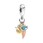 Серебряный шарм рука Фатимы 925 пробы, кулон с глазом и перьями, оригинальный серебряный браслет или ожерелье, ювелирные изделия золотого цвета