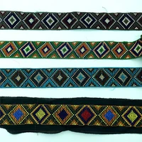 1yard yarn dyed ethnic bright embroidered webbing fabric lace ribbon colorful thread trim sewing for diy clothes bag accessories