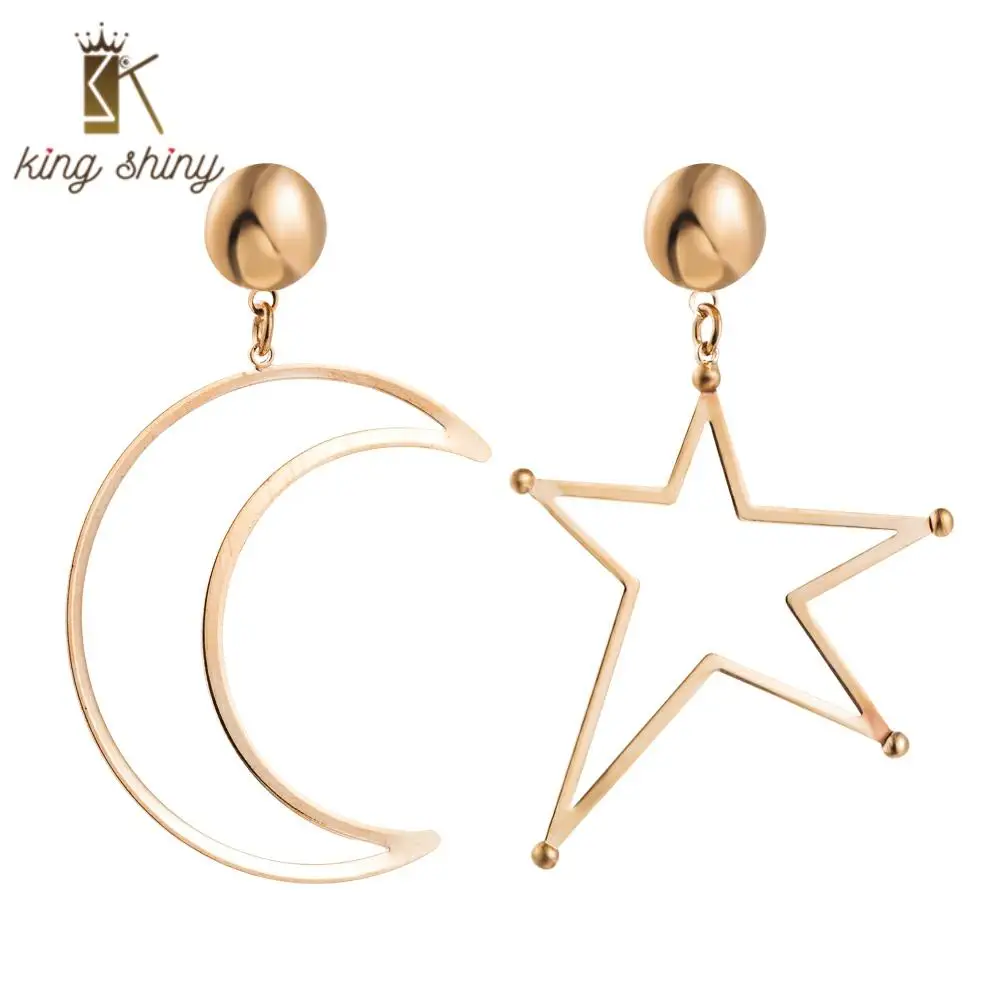 

Za Trendy Irregular Statement Dangle Earrings Luxury Gold Silver Color Hollow Star Moon Wedding Party Dangle Earrings for Woman