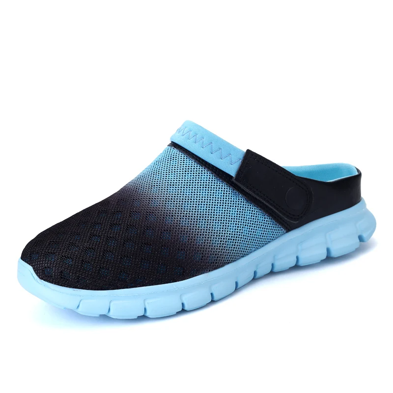 

2021 Men Women Summer Sandal Mesh Mules Breathable Padded Beach Flip Flops Shoes Solid Flat Bath Slippers Outside Mens Slippers