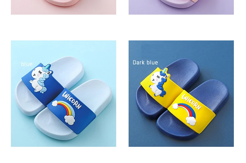 Kids Slippers for Boy Girl Rainbow Shoes Summer Toddler Animal Kids Indoor Baby Slippers PVC Cartoon Slippers