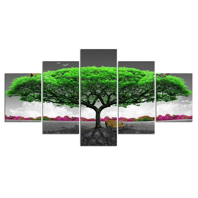 

5Pcs Tree Canvas Abstract Oil Painting Wall Hanging Art Picture Mural Home Decos