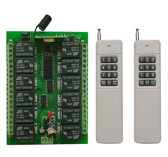 1000 м дальнего действия DC 12 В 24 12CH радиоконтроллер RF беспроводной пульт