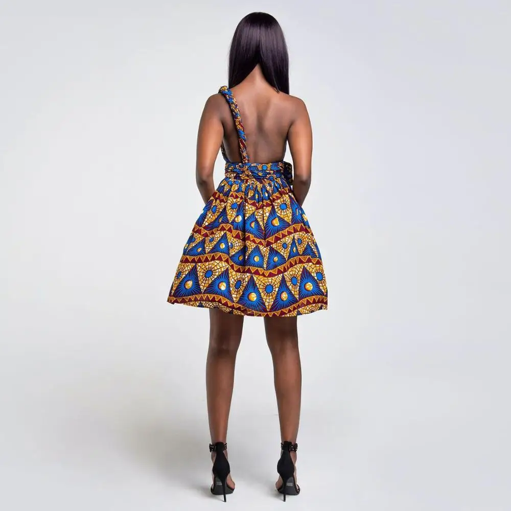 BOHISEN Dashiki женские платья с африканскими принтами Bazin Ankara короткими рукавами Slim Riche
