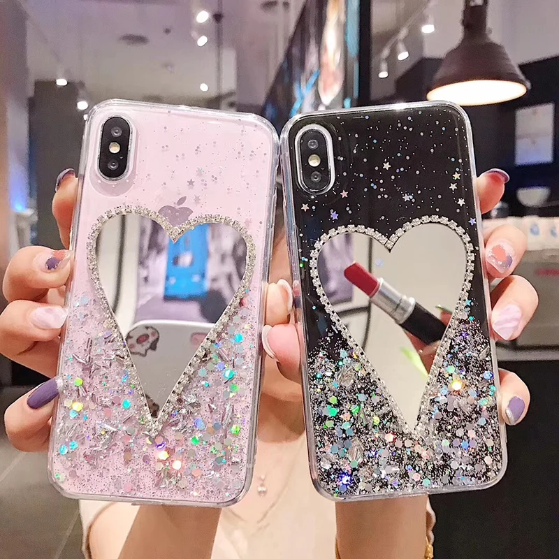 Блестящий Прозрачный чехол для iPhone 6 6s 7 8 Pus X 10 XS Max XR|Бамперы| |