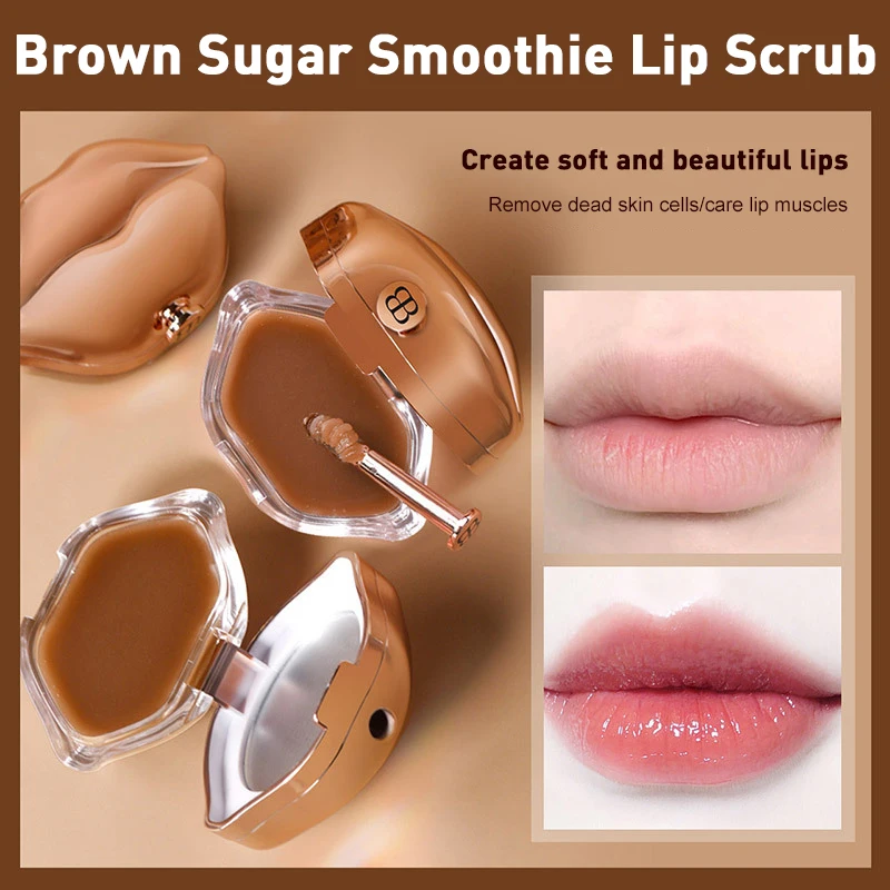 

Brown Sugar Smoothie Lip Scrub Nourishing Repairing Lip Sleeping Mask Fade Wrinkles Gentle Exfoliating Lip Balm With Brush TSLM1