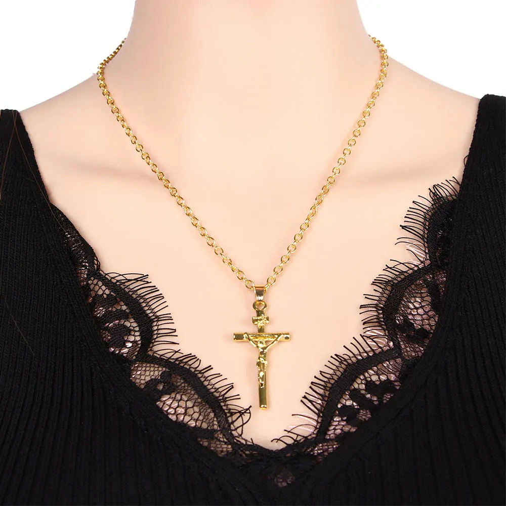 Горячая очарование покрытием ожерелье Женщины Мужчины крест Иисуса Христа кулон