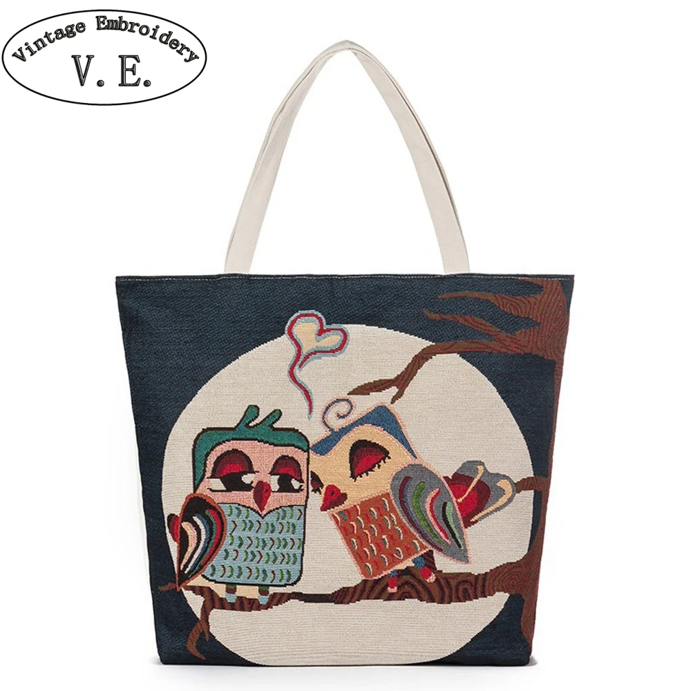 Новое поступление Милая женская сумка с принтом совы Большая вместительная для