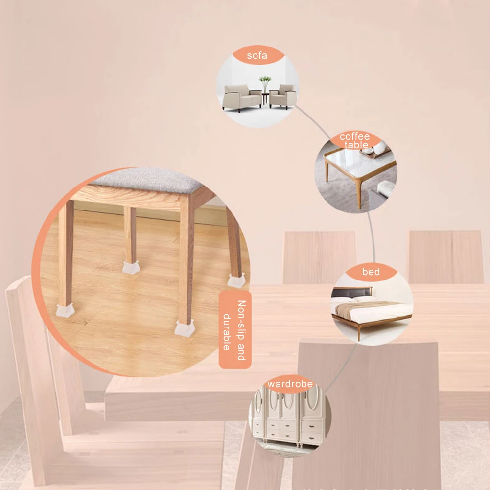 

10pcs Scratchproof Flexible Home Noise Reduction Soft Silicone Non Slip Chair Leg Cover Moving Wear Resistant Floor Protector