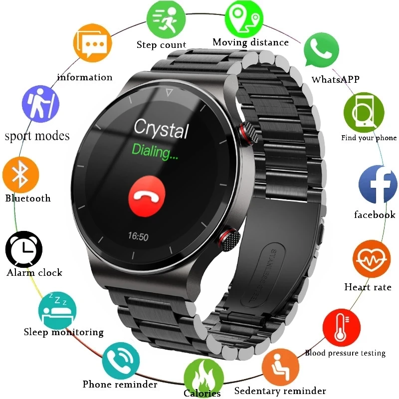 

2021 New Luxury Men's Smart watch Sports watch Full screen touch Bluetooth call Heart rate monitoring IP67 waterproof For men