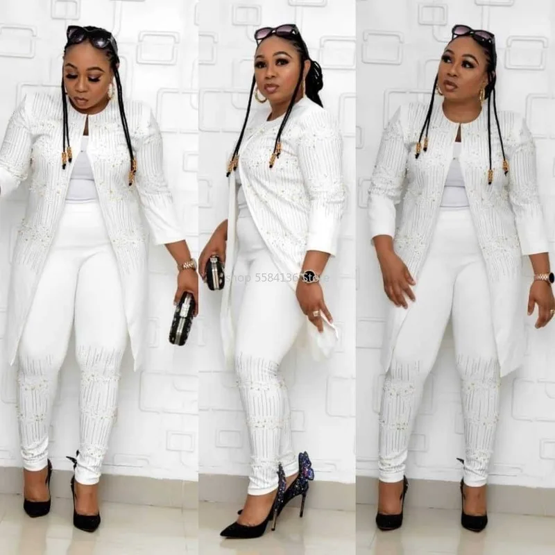 Женский костюм тройка в африканском стиле длинные блейзеры с открытым стежком и