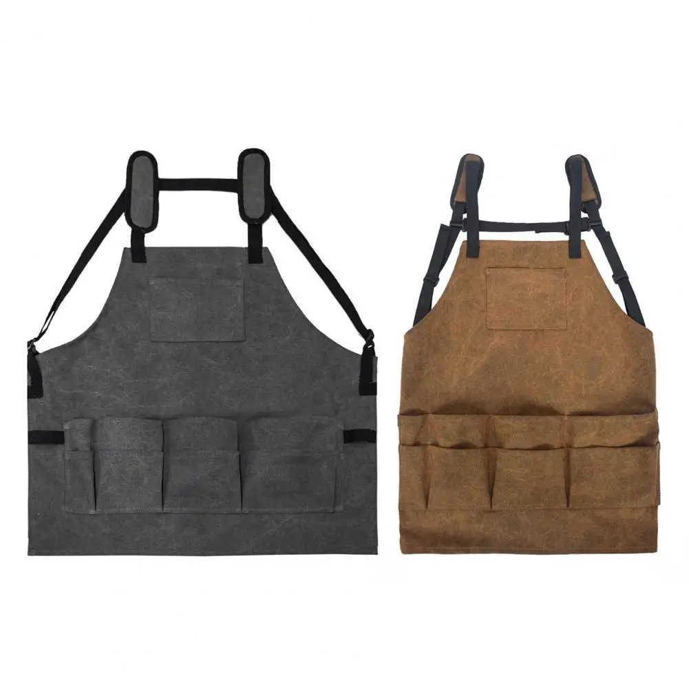 

1 pcs Waterproof Apron Solid Color Cooking Chef Shop Barbecue Bib Bitchen Accessories Multi-pocket Anti-dirty Canvas Tool