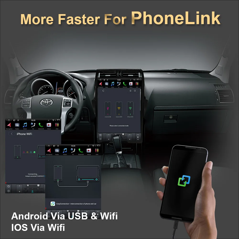 Автомобильный мультимедийный плеер экран в стиле Tesla Android 9 0 GPS-навигация для TOYOTA